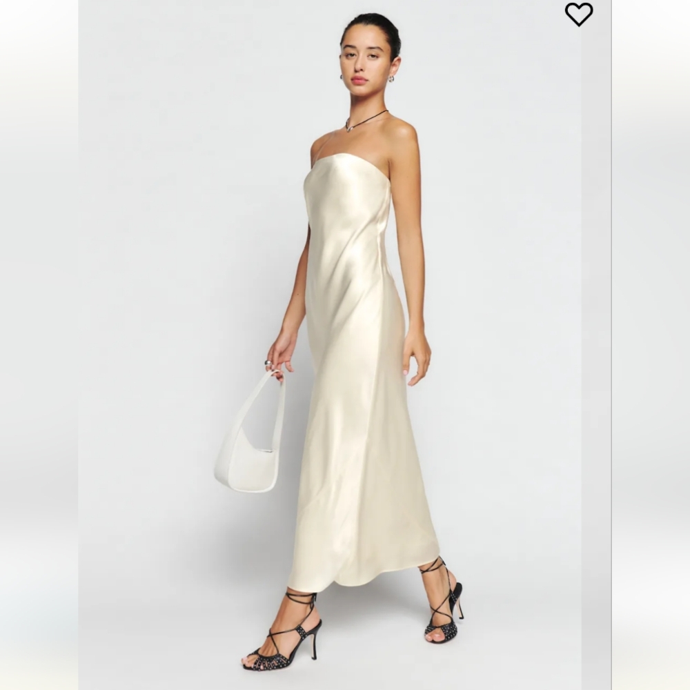 Reformation Cream Strapless Dress